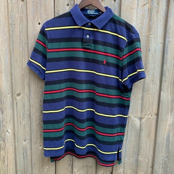 Striped Polo Ralph Lauren Polo Button Up Shirt XL - Picture 1 of 2